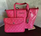 New Michael Kors Eliza Logo Pink Tote Crossbody With Matching Wallet