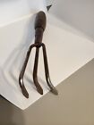 Vintage Garden Hand Cultivator Claw Rake Tool 3 Prong Wood Handle