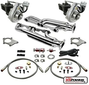 T04 .63AR 500+HP 8PC TWIN TURBO CHARGER+MANIFOLD KIT FOR CHEVY SMALL BLOCK SBC