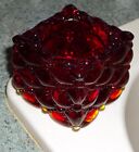 VINTAGE Beaded Quilted Square Amberina Red SQUARE Votive / Toothpick Holder