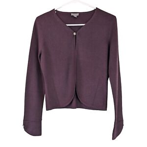 Women's Ann Taylor eggplant purple cardigan sweater silk cotton cashmere sz M
