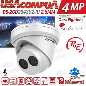 Hikvision 4MP DS-2CD2343G2-IU AcuSense IP Camera PoE IR H265 Security CCTV White