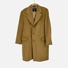 Kashmara Mens Brown Genuine Alpaca Coat Overcoat Buttons Pockets Vintage Size 46