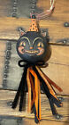 Bethany Lowe Johanna Parker Halloween Black Cat Eavesdrop Tassel Ornament—Retire