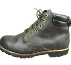 LL Bean Bucksport Men's Brown Leather Plain-Toe Waterproof Work Boots Sz 12 Wide