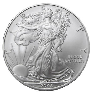2008 -W BU American Eagle 1 oz .999 Fine Silver