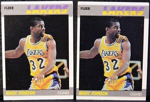 LOT of 2 1987 Fleer #56 MAGIC JOHNSON Los Angeles Lakers EX