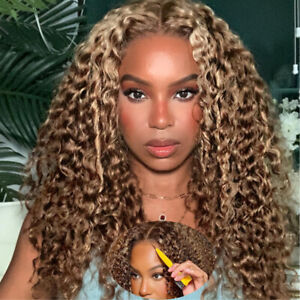 UNice Malaysian Highlight Curly Pre Cut 13x4 Lace Front Wigs Human Hair Glueless