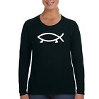 XtraFly Apparel Women's Anthropology Walking Fish Darwin Long Sleeve T-Shirt