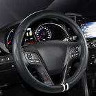 Black Leather Car Steering Wheel Cover with Anti-Slip 14.5-15 inch Universal