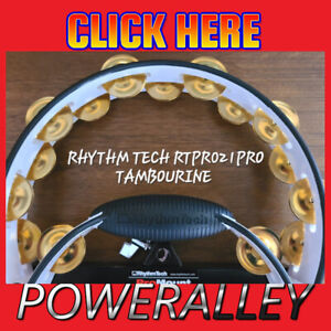 RhythmTech RTPRO1 Pro Series Tambourine with Steel Jingles Black-and-white