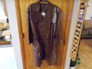 Vintage Casa LOPEZ ARGENTINA Womens Belted Leather Trench Coat - Medium
