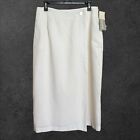 Vintage 80s Michele New York Wrap Pencil Skirt Size 16 Ivory Lined Pockets NWT