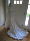 Vntg U.S.A. PICCIONE Michele Piccione Wedding DressTrain Ruffle Rose Neckline 6?