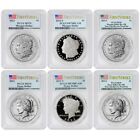 2023 Morgan and Peace Silver Dollar 6 Coin Set PCGS ms pr rp 70 First Strike.