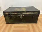 Vintage Military FOOT LOCKER Trunk chest storage green box army wwii field US