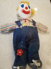 Large scary antique clown doll with overalls. Unbranded. Homemade.