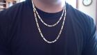 18K SOLID GOLD FIGARO CHAIN 2.5MM NECKLACE 16