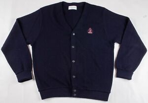 Vintage IZOD Crest Logo Navy Blue Cardigan Button Sweater USA Made Mens Size M/L