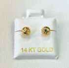 Solid 14k Yellow Gold stud earring basket CLARITY Cut round Ball brilliant Studs
