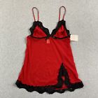 NEW Rene Rafe Lingerie Top Medium Babydoll Sheer Lace Stretch Red Sexy Adult NWT