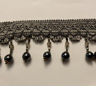 Glass Beaded Fringe Decorative Trim 3” Sold By The Yard Silver Platinum Grey New