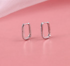 Women 925 Sterling Silver Plated U-Shape CZ Silver Gold Huggie Hoop Earrings A9