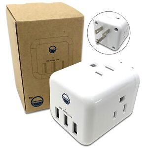 Cruise Ship Power Strip - No Surge Cube Outlet Multi Plug [3 Electrical Outlet