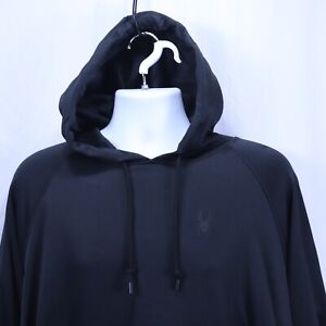 Spyder Active ProWeb Black Pullover Hooded Sweatshirt Hoodie Men's XL - measured