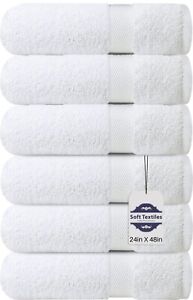Soft Textiles Pack of 6 Cotton Bath Towels 24x48