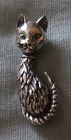 Sterling Danecraft Cat Kitten Pin Brooch Gem Eyes