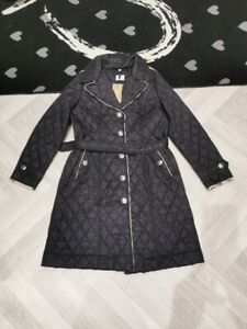 Burberry Women’s Trench Coat Classy Quilted Plaid Coat Parka Size Xl Uk 12/14