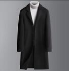 Mens Youth 2023 Chic Lapel 100% Pure Double Wool Long Trench Coat Overcoat