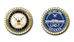 USS Iwo Jima LHD-7 Silhouette Veteran Challenge Coin
