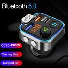 5.0 Bluetooth Car Transmitter Mp3 Music Player USB Bass QC One FM Mic