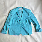 Akris Womens Blazer Turquoise Blue Cotton Stretch Jacket Size US 16 F 48