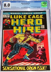 Hero for Hire #1 CGC 8.0 Origin & 1st appearance of Luke Cage (Powerman)