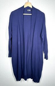 Beryll One Size Cashmere Thin Knit Open Front Cardigan Sweater In Navy Blue O/S