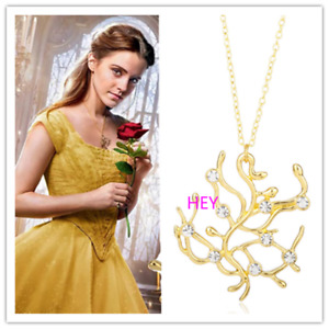 Movie Beauty and The Beast Necklace Tree Belle Gold Pendant Cosplay Choker Gift