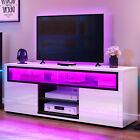 High Gloss TV Stand Cabinet Unit with LED Lights for 75