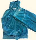Juicy Couture Y2K Velour Track Suit Teal Hoodie Jacket And Pants Set Size XL