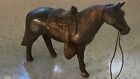 Vintage 1950’s Cast Metal Horse w/ Saddle Figurine/ Old Carnival Prize Copperton