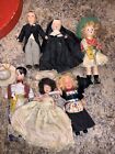 Small Antique /Vintage Miniature Dolls Sleepy Eyes Lot Of 6 Nun Cowboy Groom
