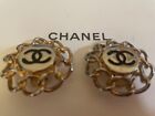 CHANEL EARRINGS VINT COCO CHANEL GOLD CHAIN JEWELLERY CC LOGOS CLASSIC CLIP ONS