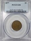 1877 Indian Head Cent * PCGS G04 *  Key Date * Mintage 852,500