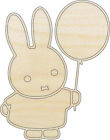 Bunny Rabbit holding a Balloon - Laser Cut Out Unfinished Wood Craft Shape BNY9