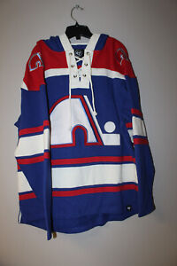New NHL Quebec Nordiques old time jersey style mid weight cotton hoodie men XXL