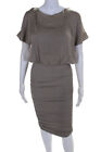 Alice + Olivia For Scoop Womens Back Zip Ruched Sheath Dress Brown Size XS
