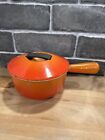 Cousances Le Creuset Orange 16 Enameled Cast Iron Covered Saucepan & Lid Vintage
