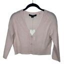 SKULL 360 CASHMERE Cardigan XS Blush Pink V Neck Button Cropped Sweater